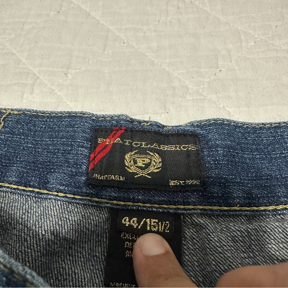 Vintage Phat Farm Denim Jean Shorts Men's 44x15.5 Baggy Embroidered Y2K Hip Hop - Picture 6 of 8